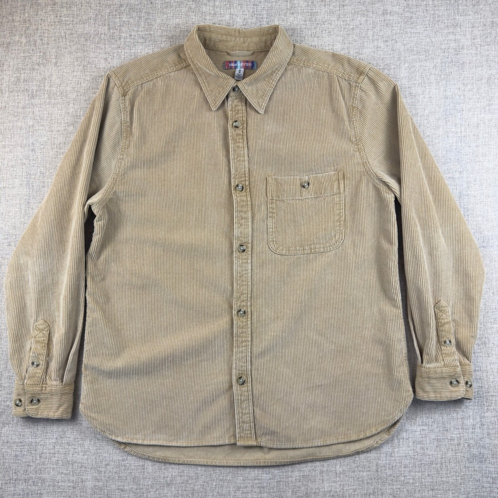 Urban Outfitters Corduroy Button Up Shirt Tan‎ Beige Cotton Men's M